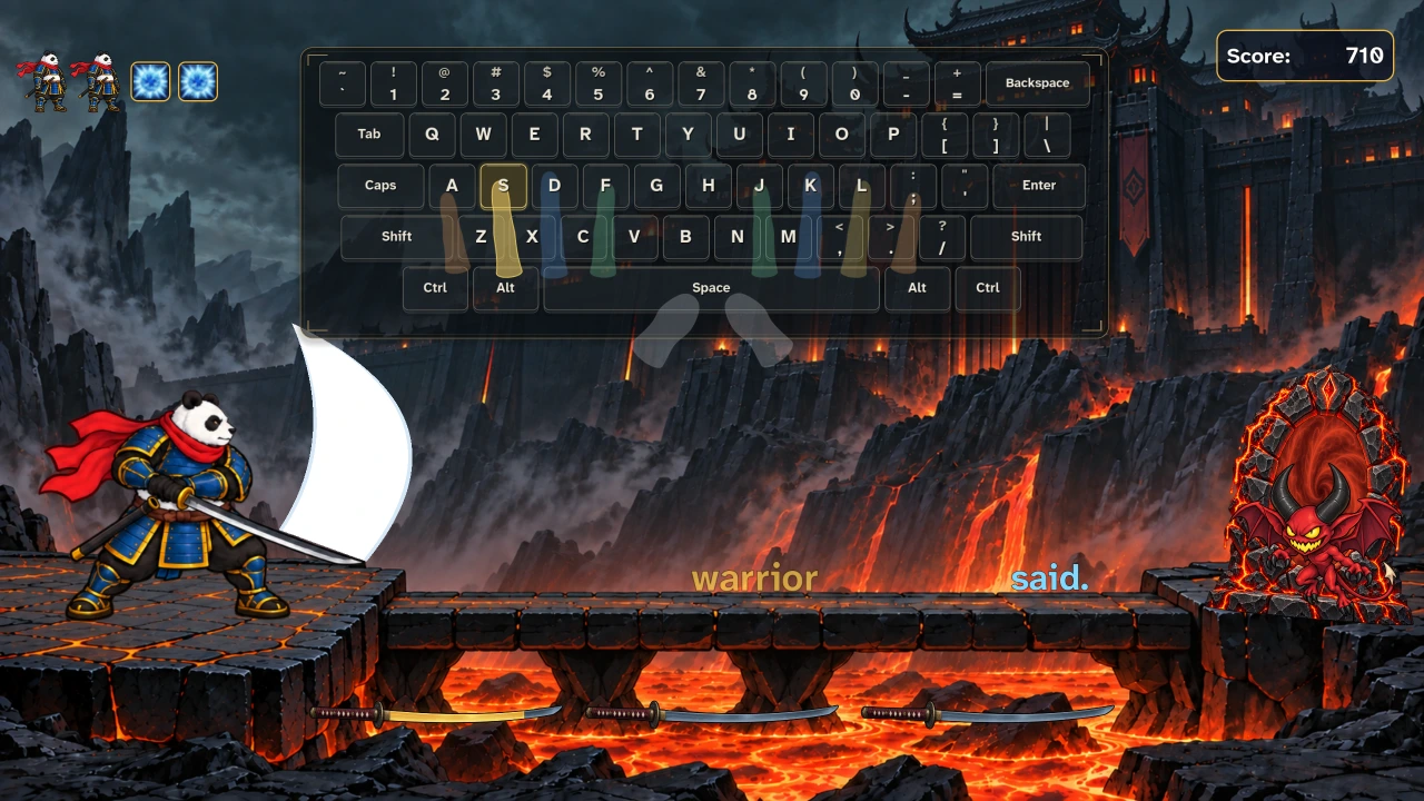 Panda Shogun takes on a typing challenge at Obsidian Gate.